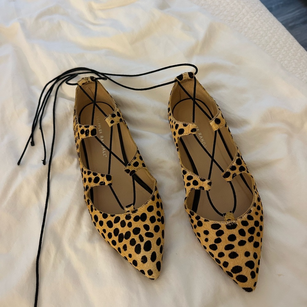 Loeffler Randall Animal Print Lace-Up Flats